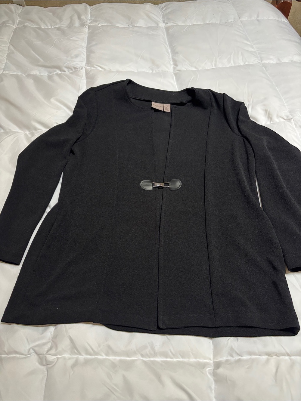 Black Open Front Cardigan/jacket with Decorative Closure